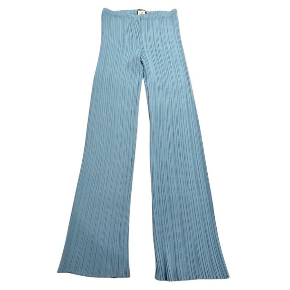 Issey Miyake Light Blue Pleated Wide-Leg Pants